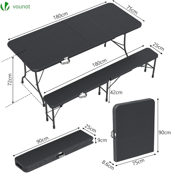 Jardin Pro™ - Ensemble Table et 2 Bancs