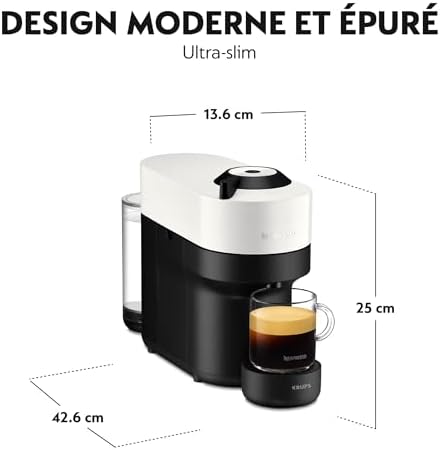 Nespresso Machine à Café Krups Vertuo POP Blanche Cafetière à Capsules YY4889FD